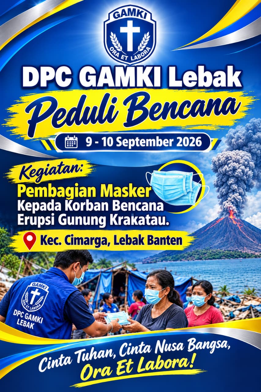 DPC GAMKI Lebak Gelar Aksi Sosial Pembagian Masker Pascabencana Erupsi Gunung Krakatau